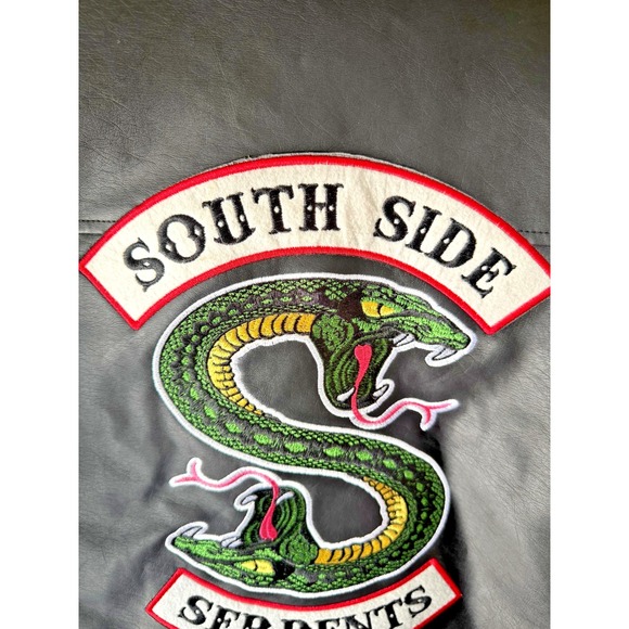 Riverdale Womens Black South Side Serpents Faux Leather Biker Jacket Size Small - Picture 6 of 13